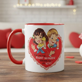 Retro Vintag Boy Girl Valentine's Day Tasse