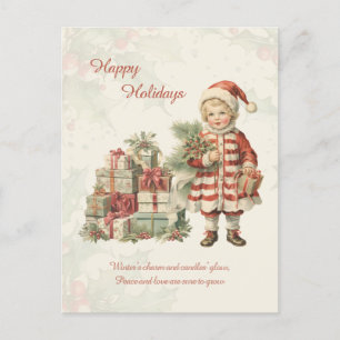 Retro Vintag Boy Weihnachtsgeschenke Grußkarte Postkarte
