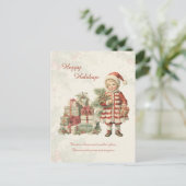 Retro Vintag Boy Weihnachtsgeschenke Grußkarte Postkarte (Stehend Vorderseite)