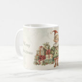 Retro Vintag Boy Weihnachtsgeschenke Holly Kaffeetasse (Vorderseite Links)