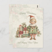 Retro Vintag Boy Weihnachtsgeschenke Holly Postkarte (Vorne/Hinten)