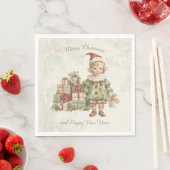 Retro Vintag Boy Weihnachtsgeschenke Holly Serviette (Beispiel)