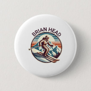 Retro Vintag Brian Head Utah Ski Resort Winter Sk Button