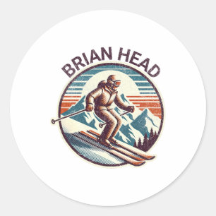 Retro Vintag Brian Head Utah Ski Resort Winter Sk Runder Aufkleber