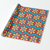 Retro Vintag Bright Blume Geschenkpapier (Ungerollt)
