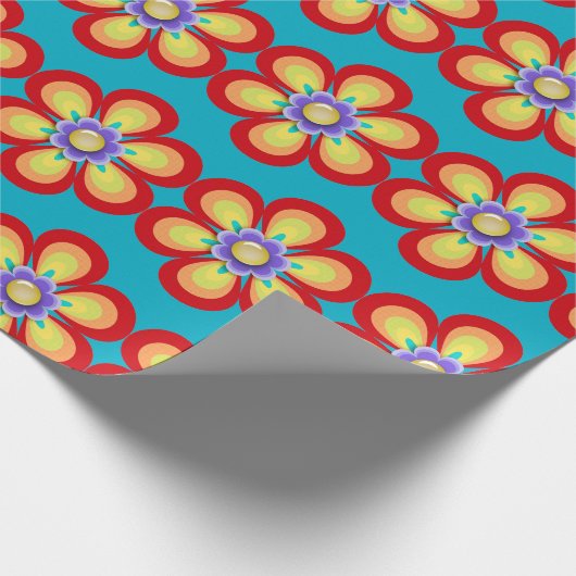 Retro Vintag Bright Blume Geschenkpapier (Ecke)