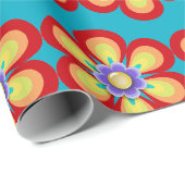Retro Vintag Bright Blume Geschenkpapier (Rolleneckpunkt)