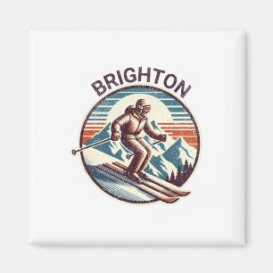 Retro Vintag Brighton Utah Ski Resort Winter Skii Magnet