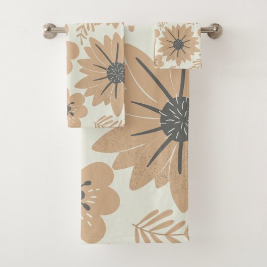 Retro Vintag Brown Floral Badhandtuch Set (Insitu)
