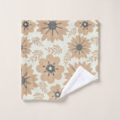 Retro Vintag Brown Floral Badhandtuch Set (Waschlappen)