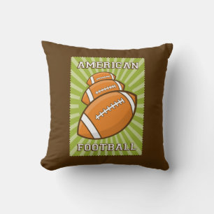 Retro Vintag Brown Green 3 American Footballs Kissen