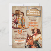 Retro Vintag Button Up Cowgirls Brautparty Einladung (Vorderseite)