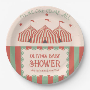 Retro Vintag Carnival Circus Baby Dusche Pappteller