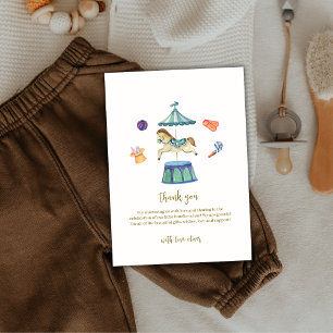 Retro Vintag Carousel Carnival Baby Dusche Dankeskarte