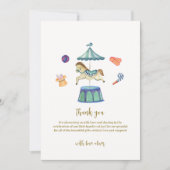 Retro Vintag Carousel Carnival Baby Dusche Dankeskarte (Vorderseite)