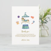 Retro Vintag Carousel Carnival Baby Dusche Dankeskarte (Stehend Vorderseite)