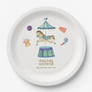 Retro Vintag Carousel Carnival Baby Dusche Pappteller