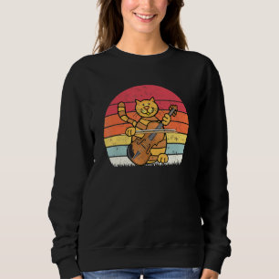 Retro Vintag Cat Cello Festival Cappella Santa Mar Sweatshirt