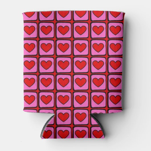 Retro Vintag Checkered Heart Y2K Pattern Dosenkühler (Vorderseite)