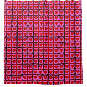 Retro Vintag Checkered Heart Y2K Pattern Duschvorhang