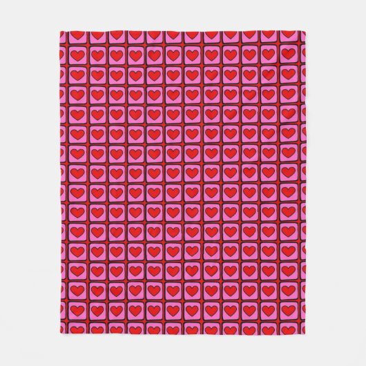 Retro Vintag Checkered Heart Y2K Pattern Fleecedecke (Vorderseite)
