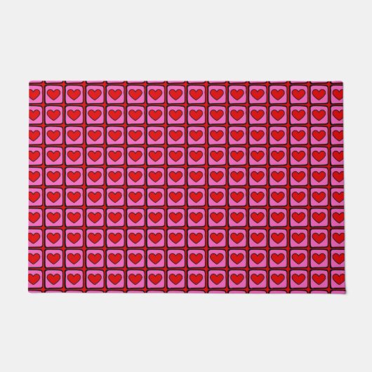 Retro Vintag Checkered Heart Y2K Pattern Fußmatte (Vorderseite)