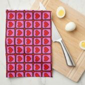 Retro Vintag Checkered Heart Y2K Pattern Geschirrtuch (Viertel Falte)