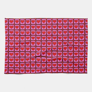 Retro Vintag Checkered Heart Y2K Pattern Geschirrtuch