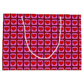 Retro Vintag Checkered Heart Y2K Pattern Große Geschenktüte (Rückseite)
