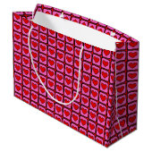 Retro Vintag Checkered Heart Y2K Pattern Große Geschenktüte (Rückseite Schrägansicht)