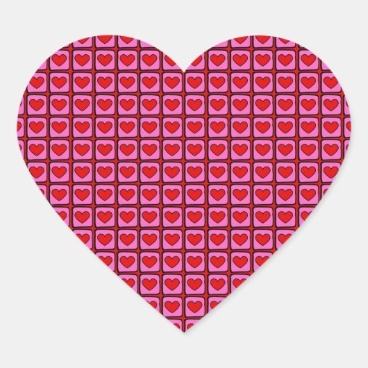 Retro Vintag Checkered Heart Y2K Pattern Herz-Aufkleber (Vorderseite)