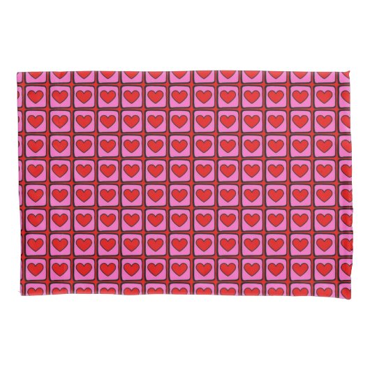 Retro Vintag Checkered Heart Y2K Pattern Kissenbezug (Vorderseite)