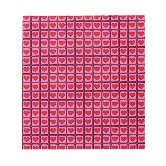 Retro Vintag Checkered Heart Y2K Pattern Notizblock (Vorderseite)