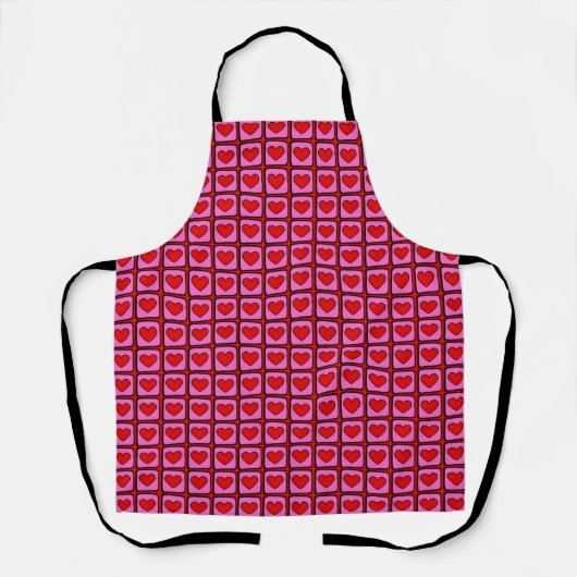 Retro Vintag Checkered Heart Y2K Pattern Schürze (Vorderseite)