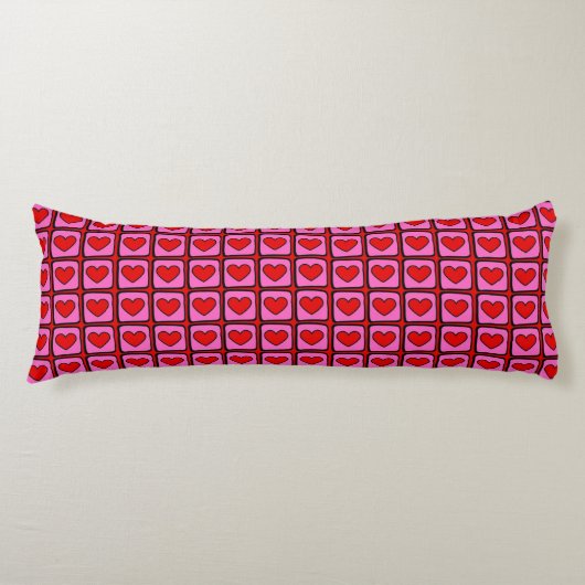 Retro Vintag Checkered Heart Y2K Pattern Seitenschläferkissen (Vorderseite)