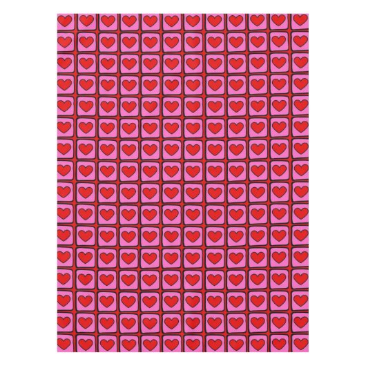 Retro Vintag Checkered Heart Y2K Pattern Tischdecke (Vorderseite)