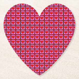 Retro Vintag Checkered Heart Y2K Pattern Untersetzer