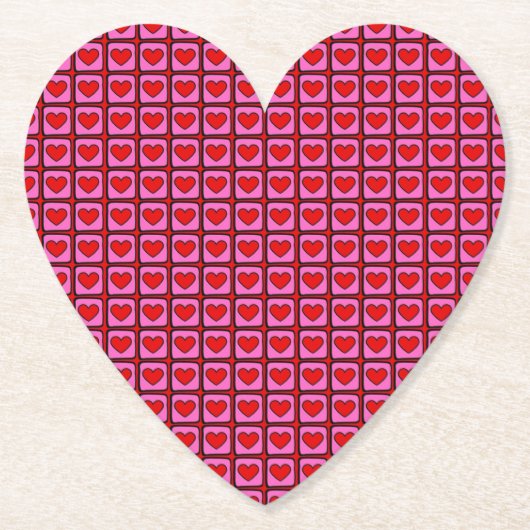 Retro Vintag Checkered Heart Y2K Pattern Untersetzer (Vorderseite)