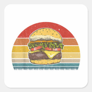 Retro Vintag Cheeseburger Design Kostüm Hamburge Quadratischer Aufkleber