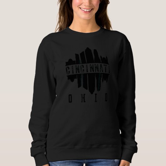 Retro Vintag Cincinnati Ohio Downtown Skylin Sweatshirt (Vorderseite)
