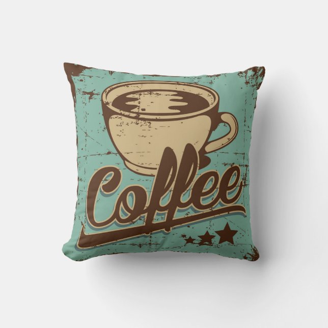 Retro Vintag Classic Coffee Olive Green Kissen (Vorderseite)