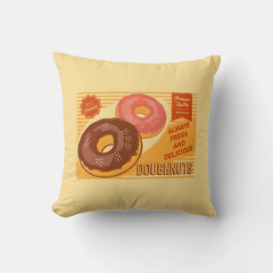 Retro Vintag Classic Grunge Gelber Doughnut Kissen