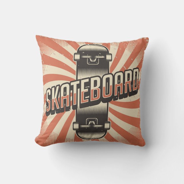 Retro Vintag Classic Skateboard Orange Kissen (Vorderseite)