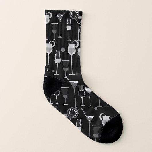 Retro Vintag Cocktail Muster Socken (Links - Innen)
