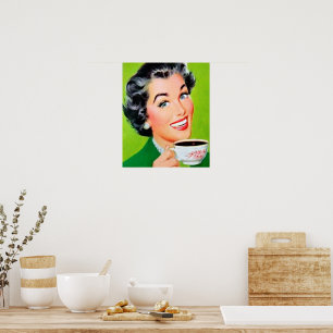 Retro Vintag Coffee Lady Poster