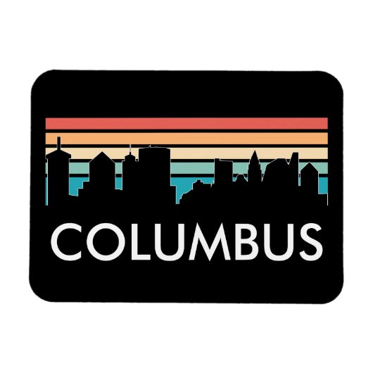Retro Vintag Columbus Ohio Skyline Magnet (Horizontal)