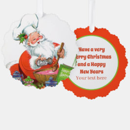 Retro Vintag Cooking Santa fügen Sie Text Ornament Karte