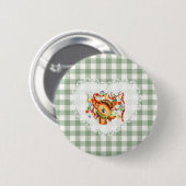 Retro Vintag Coquette Baby Animals Deer Gingham Button (Vorne & Hinten)