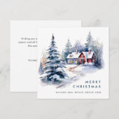 Retro Vintag Country House Weihnachtsbaum Feiertagskarte (Vorne/Hinten)