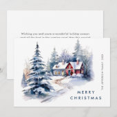 Retro Vintag Country House Weihnachtsbaum Feiertagskarte (Vorne/Hinten)